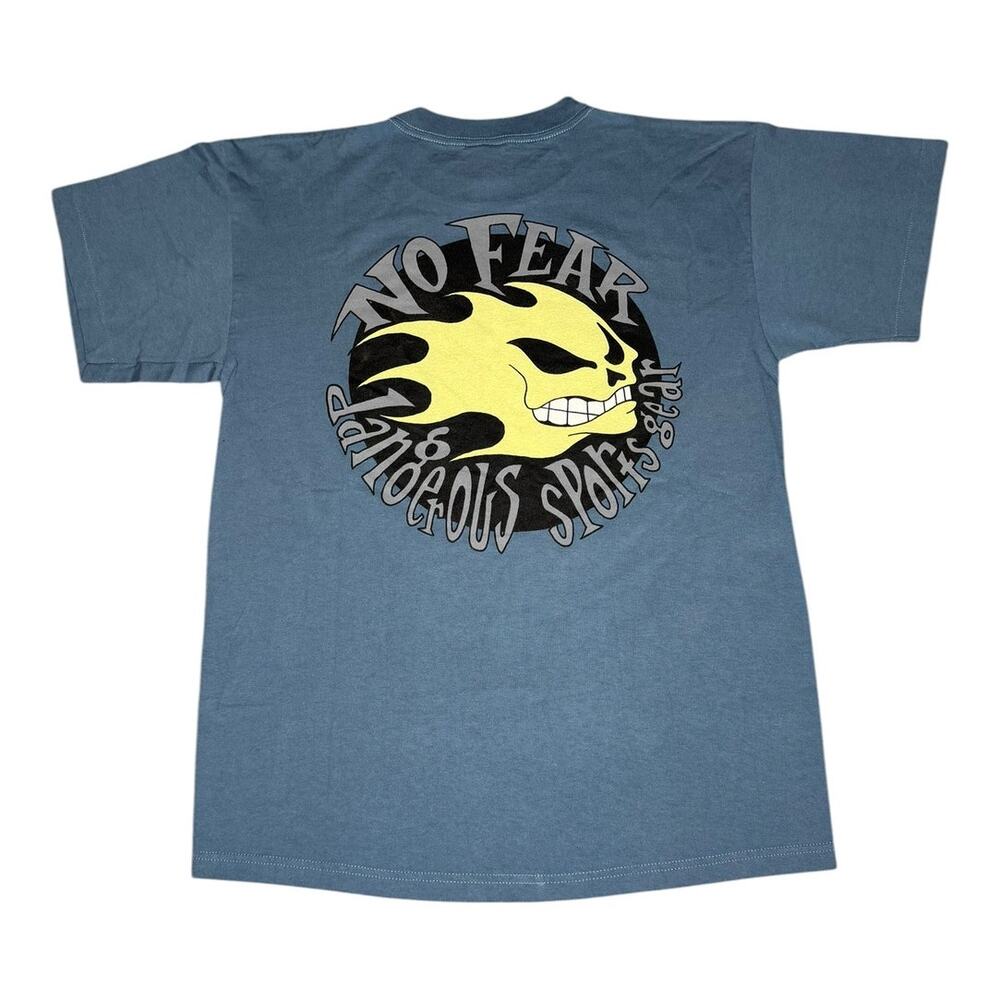 Vintage 90s No Fear Dangerous Sports Gear Skull T-Shirt
